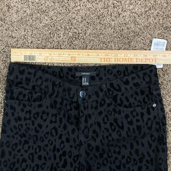 Nwt Forever 21 Womens Size 28 Black Leopard Velvet Print Skinny Jeans - Picture 5 of 10